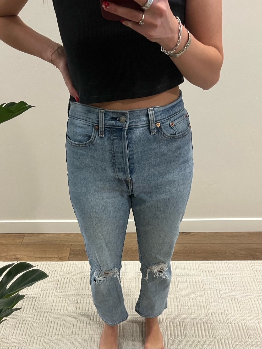 Classic High-Rise Light Blue Distressed Women's Jeans